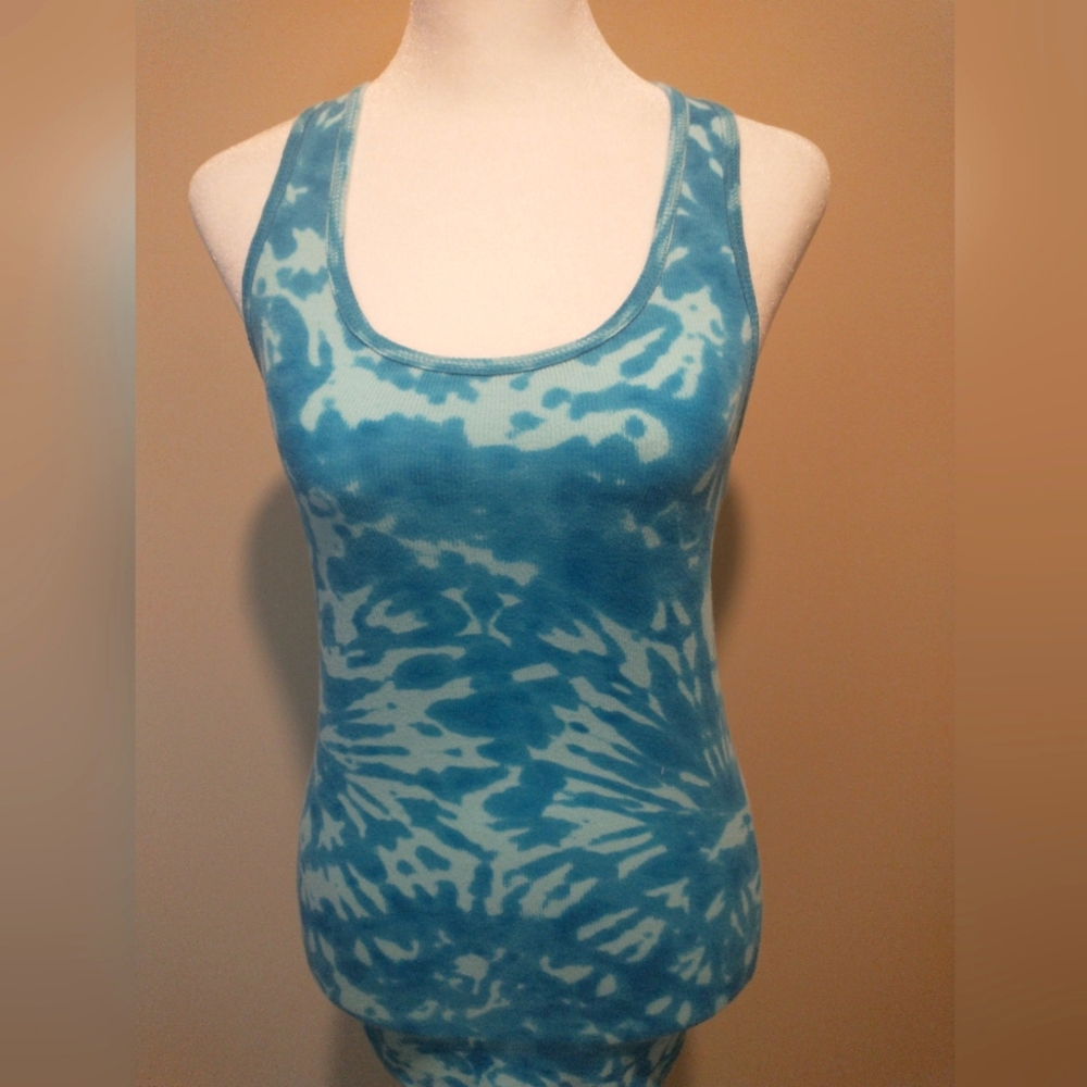 No Boundaries Blue Marbled Racer Back Tank Top